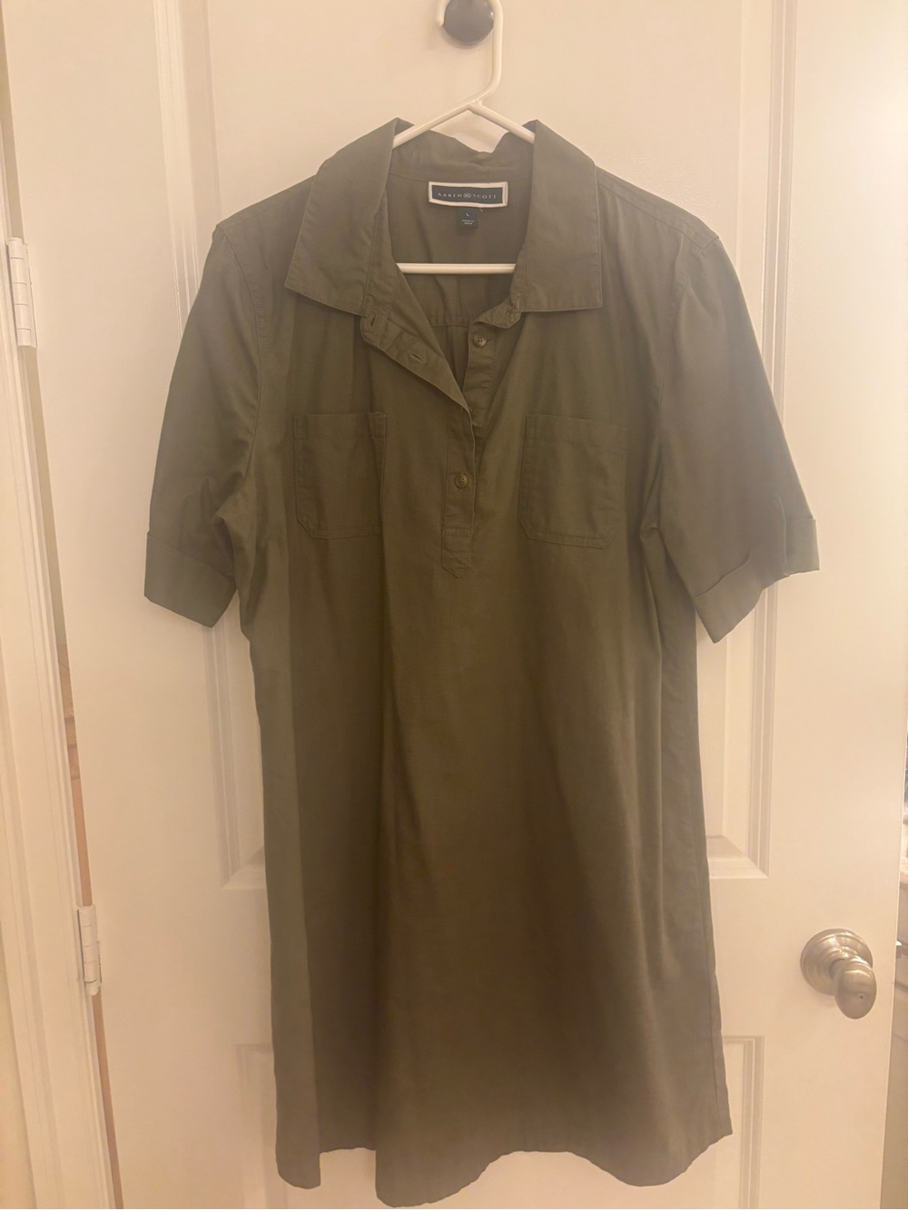 Karen Scott Olive Utility Shirt Dress